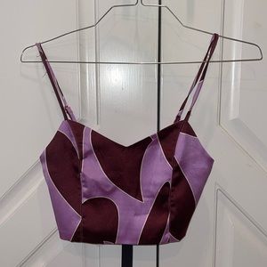 NWT House of Harlow 1960 purple polyester crop top